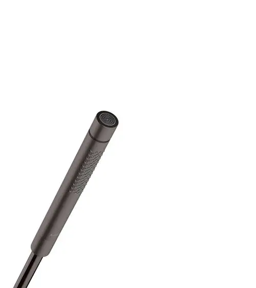 Handbrause in brushed black chrome von AXOR, mit einem schlanken Design und strukturiertem Griff für eine komfortable Nutzung.